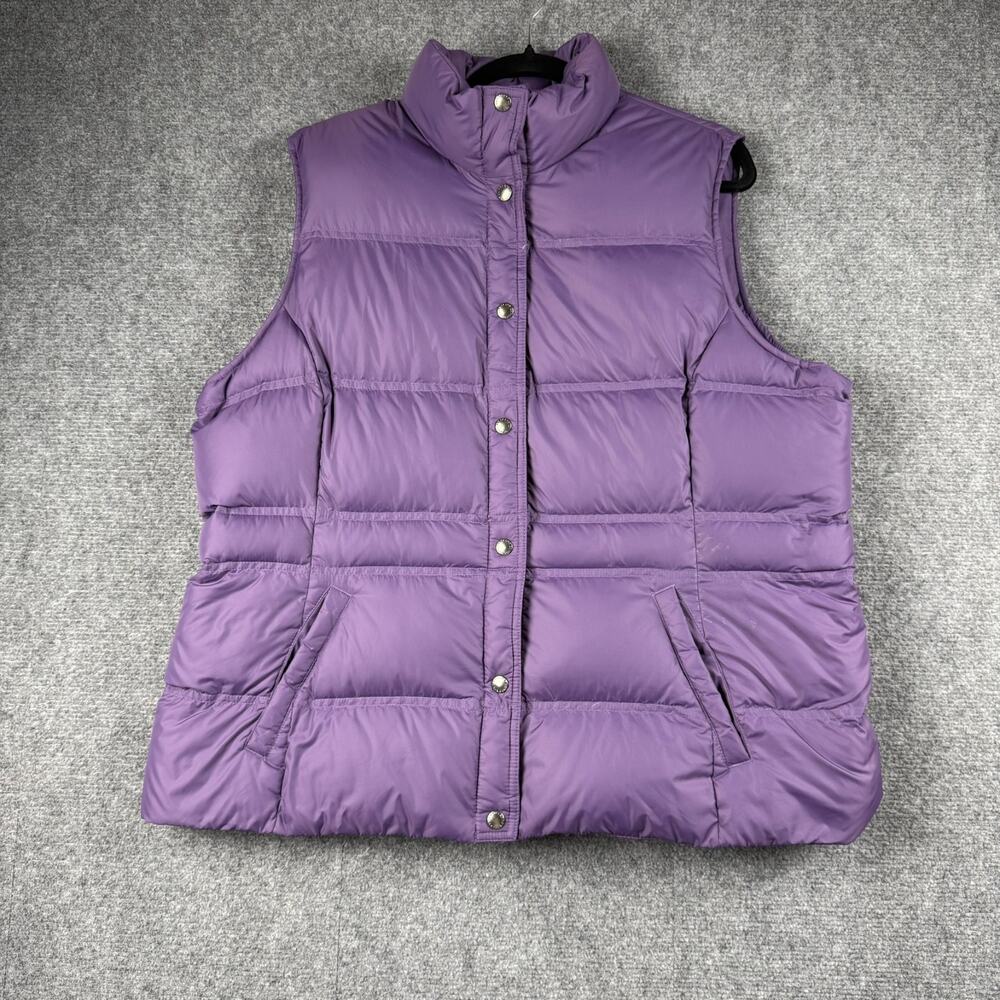 Down Puffer Vest Lands End Women’s Snap Closure Front Pockets 1X 16W-18W